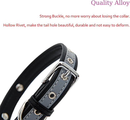 Yonsbox Custom Personalized Reflective Cat Dog Collar with Name Plate Engraved Cute Purple Puppy Kitten Dog Cat Collars for Male Female Boy Girl Small Medium Large Cats Dogs