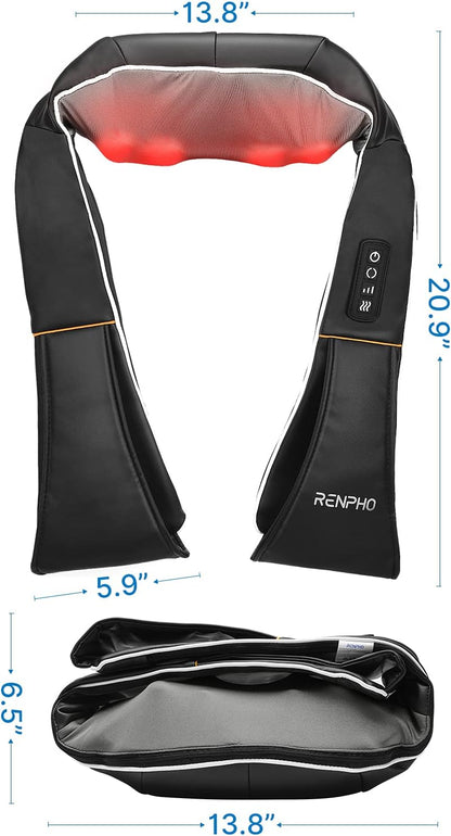 Renpho Electric Shiatsu Neck and Back Massager with Heat, Gifts for Men Women, 3D Kneading Massage Pillow for Pain Relief on Shoulder Leg Calf Foot Full Body Muscles