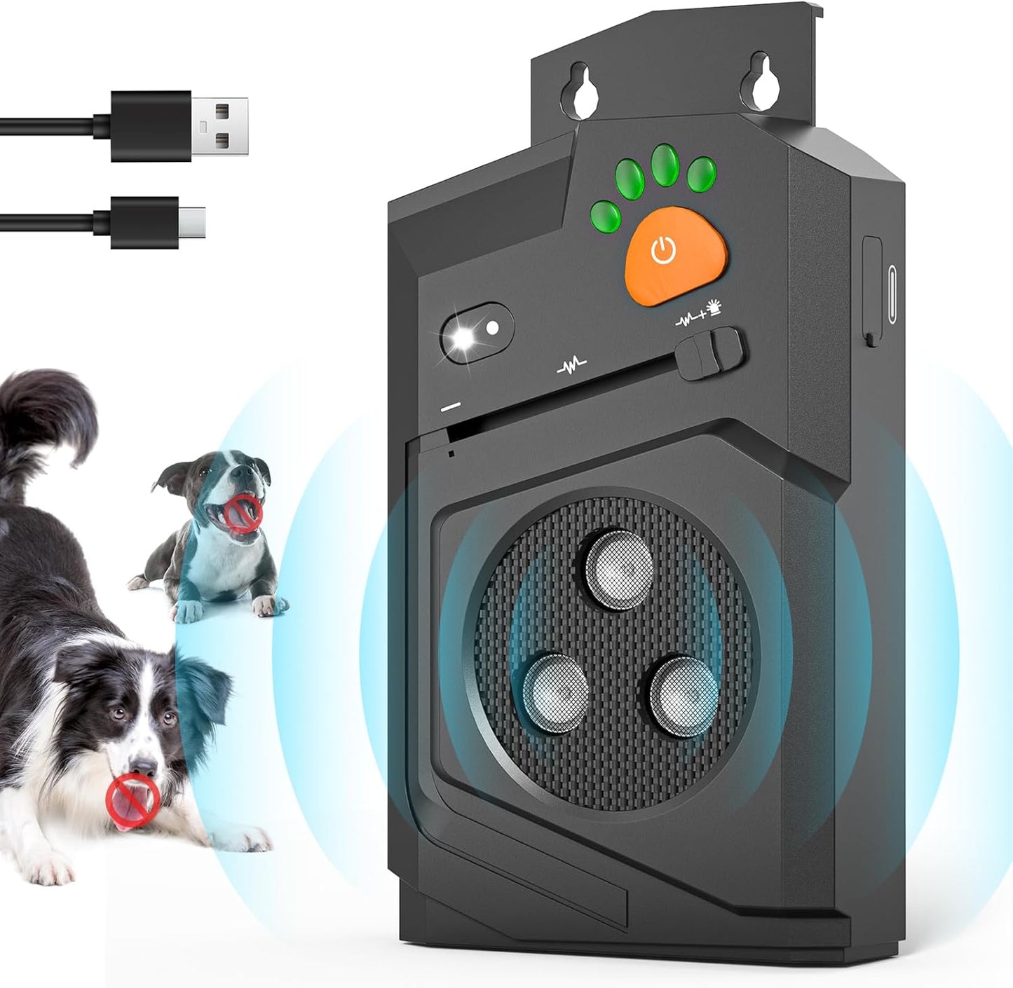 Anti Barking Device for Dogs, Ultrasonic Dog Bark Deterrent Device, 15M Range Dogs Bark Control, Stop Dog Barking Devices with 3 Modes, IP56 Waterproof, Indoor & Outdoor, Rechargeable