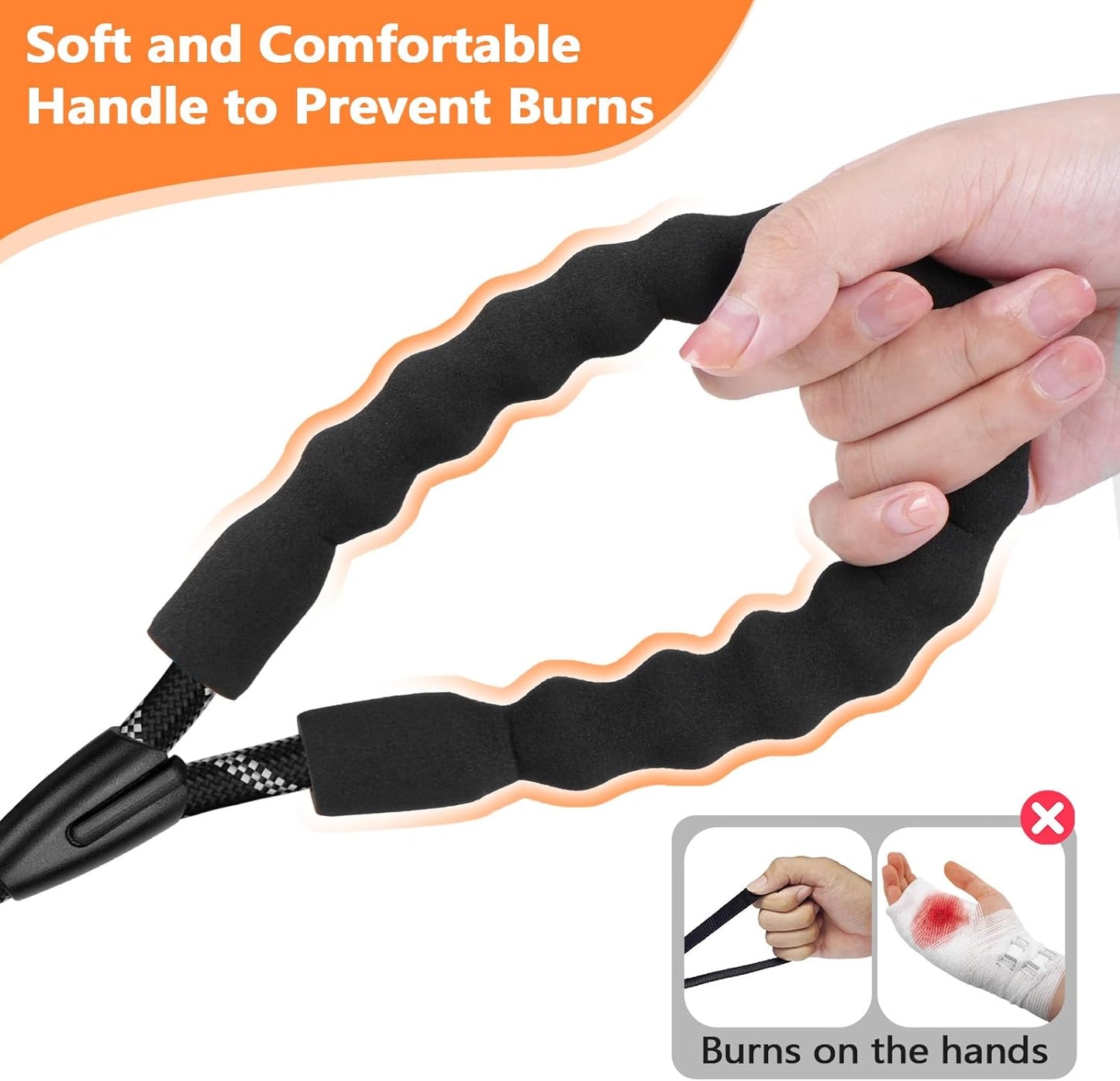 6FT Dog Leash, 1.8m Strong Rope line Dog Lead Leash with Soft Padded Handle and Heavy Duty Hook, Reflective Recall Training Leads for Large Medium Small Dog, 10mm, Black